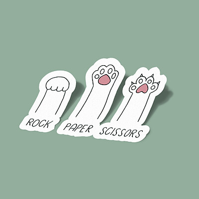 استیکر Rock Paper Scissors-سنگ کاغذ قیچی گربه