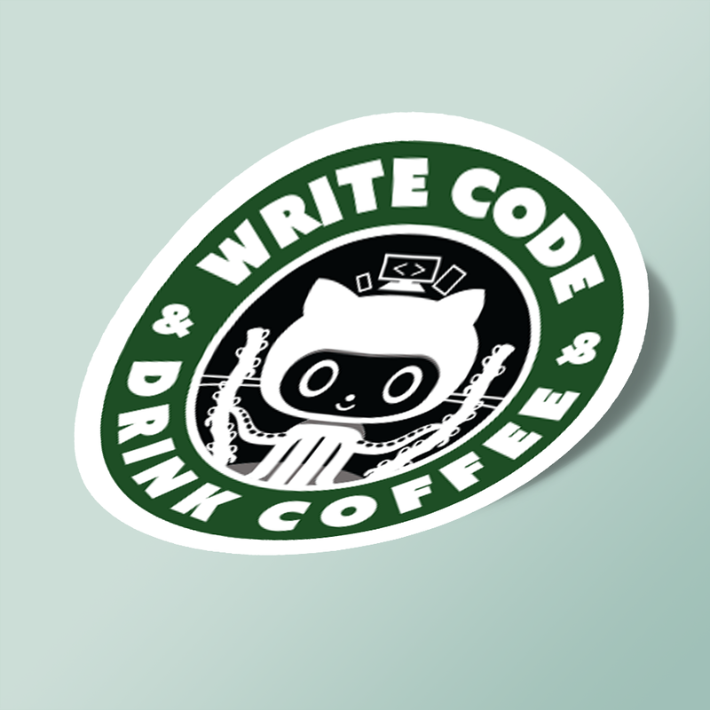 استیکر Write CODE & Drink Coffee