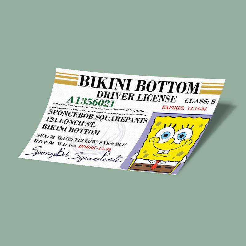 کارت استیکر گواهینامه باب اسفنجی