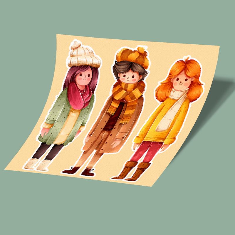 استیکر شیت لباس پاییزی