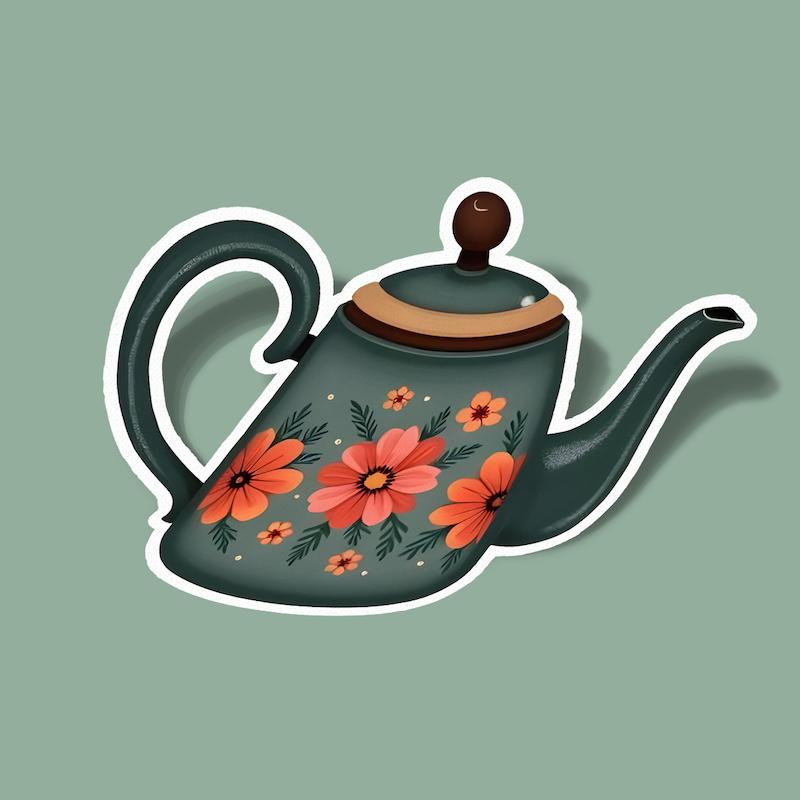 استیکر قوری گلی