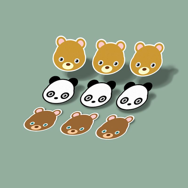 استیکر میکرو خرس‌ها و پاندا
