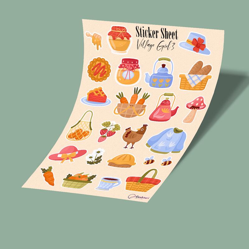 استیکر شیت Village Girl-3