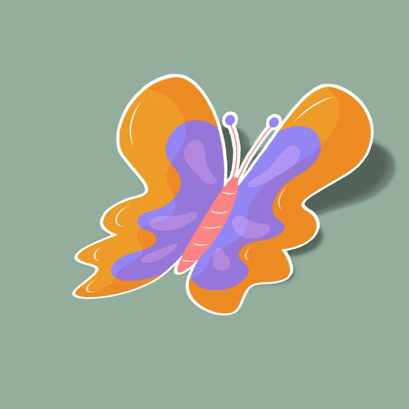 استیکر پروانه نارنجی-1