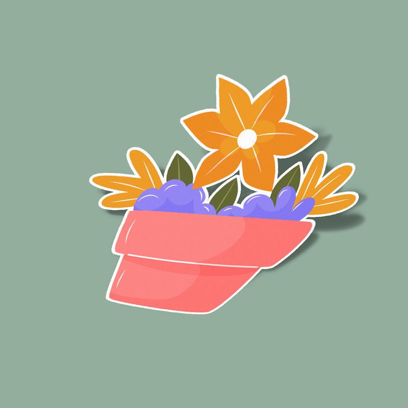 استیکر گلدان بهاری