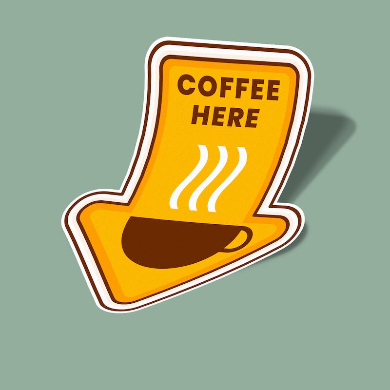 استیکر coffee here-1