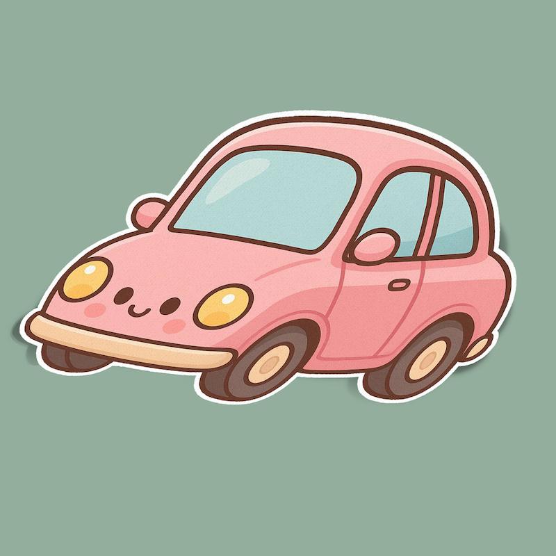استیکر mini pink car
