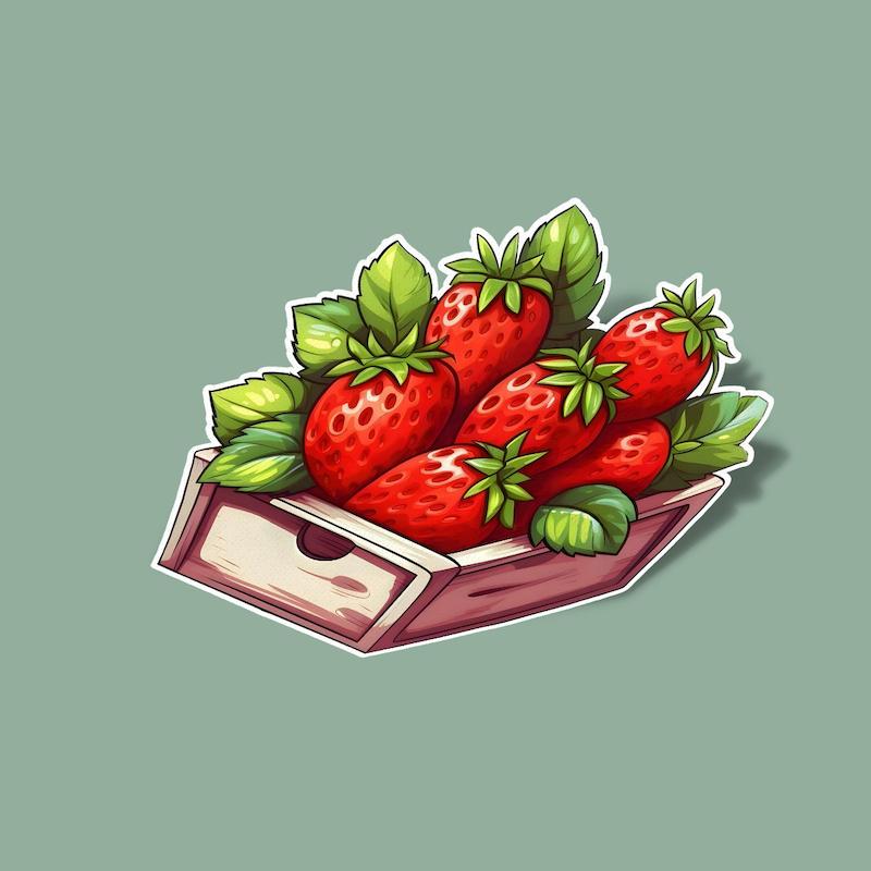 استیکر berry box-1 Strawberry