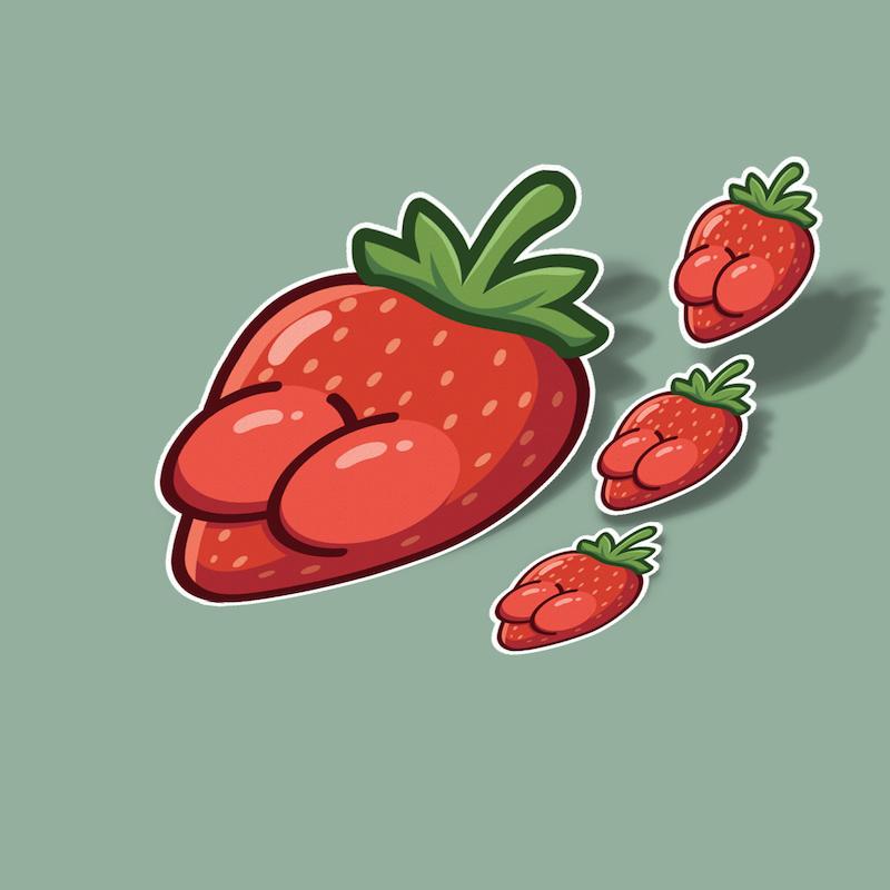 استیکر توت فرنگی butt