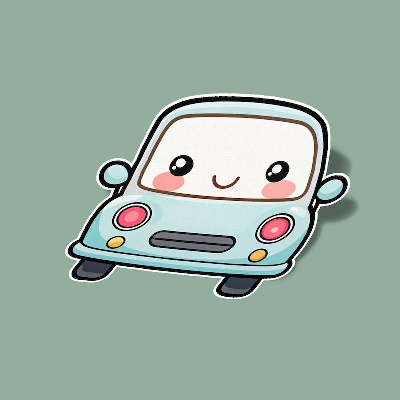 استیکر mini blue car