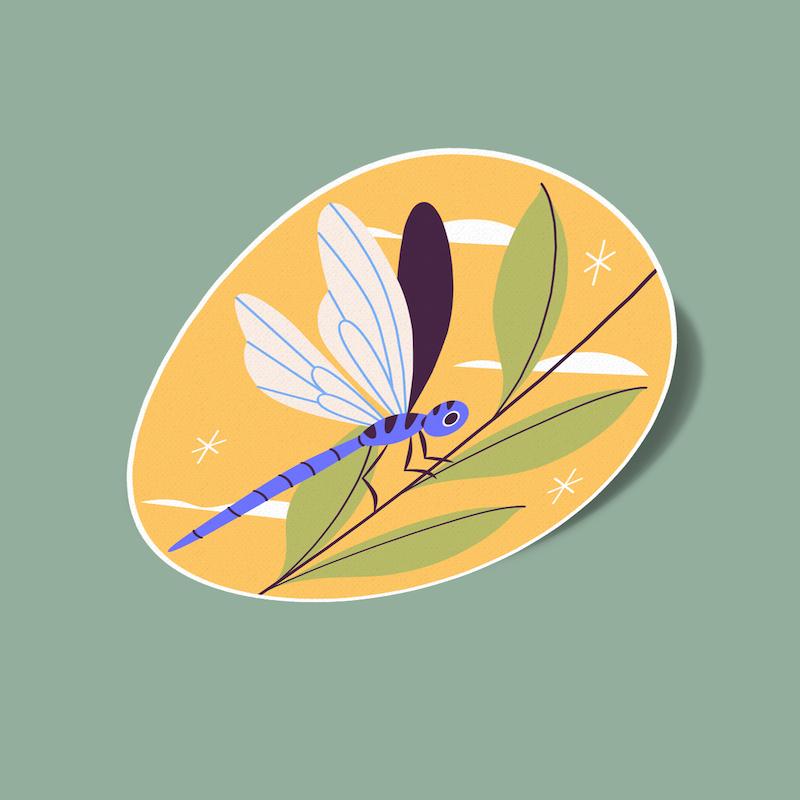 استیکر سنجاقک آبی