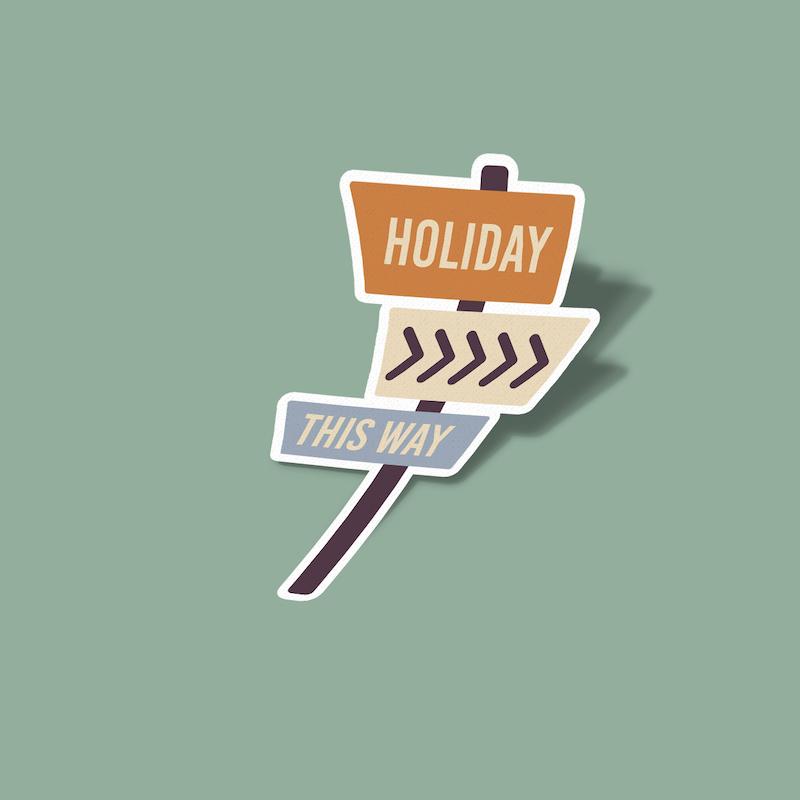 استیکر تابلو راهنما Holiday This Way