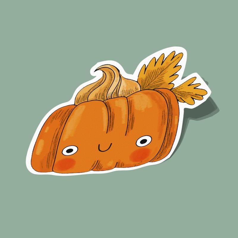 استیکر کدو حلوایی ناز Cute Pumpkin