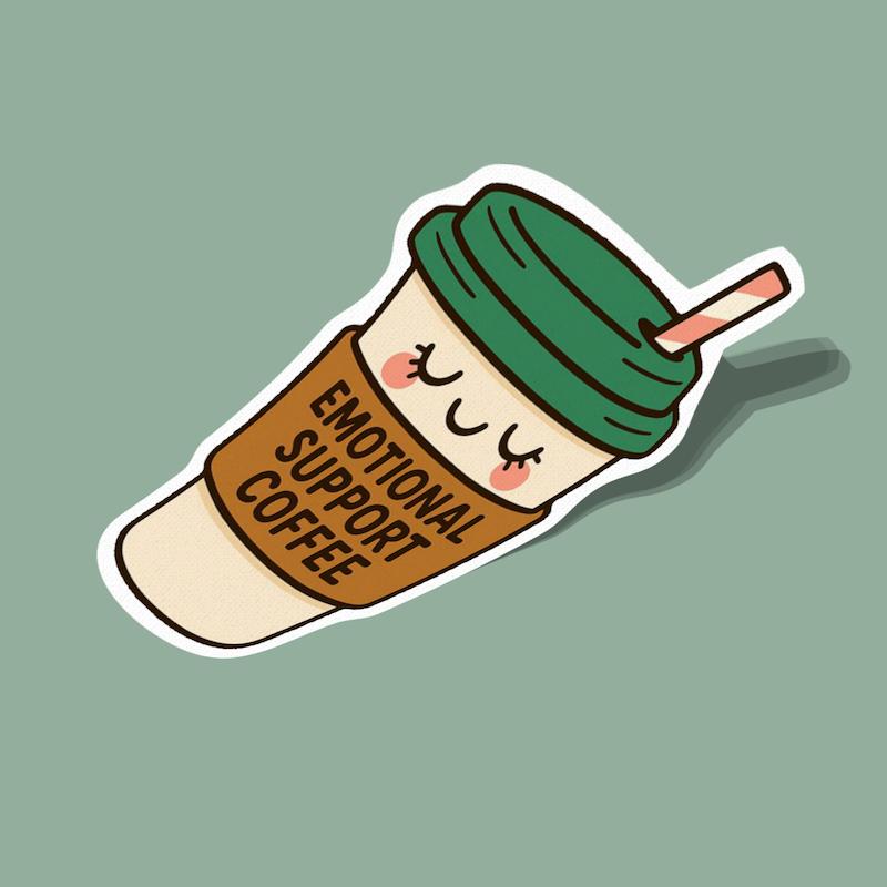 استیکر قهوه‌ی حمایت عاطفی Emotional Support Coffee