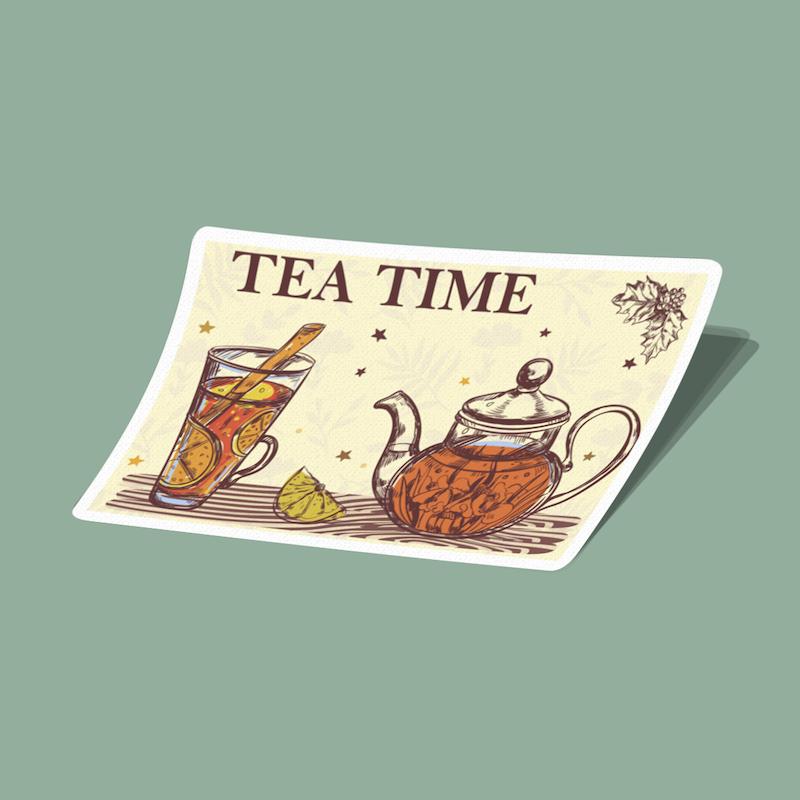 استیکر ساعت چای Tea Time ۳