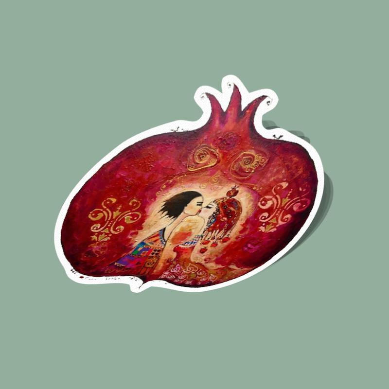 استیکر شب چله انار و نقاشی عاشقانه