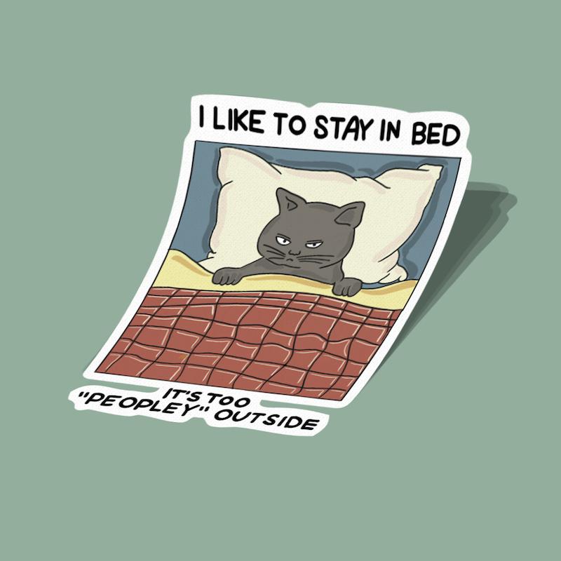 استیکر گربه‌ی تخت‌خواب Stay in Bed