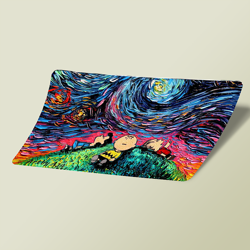 کارت استیکر Peanuts cartoon and van gogh