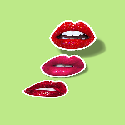 استیکر !glitter lips