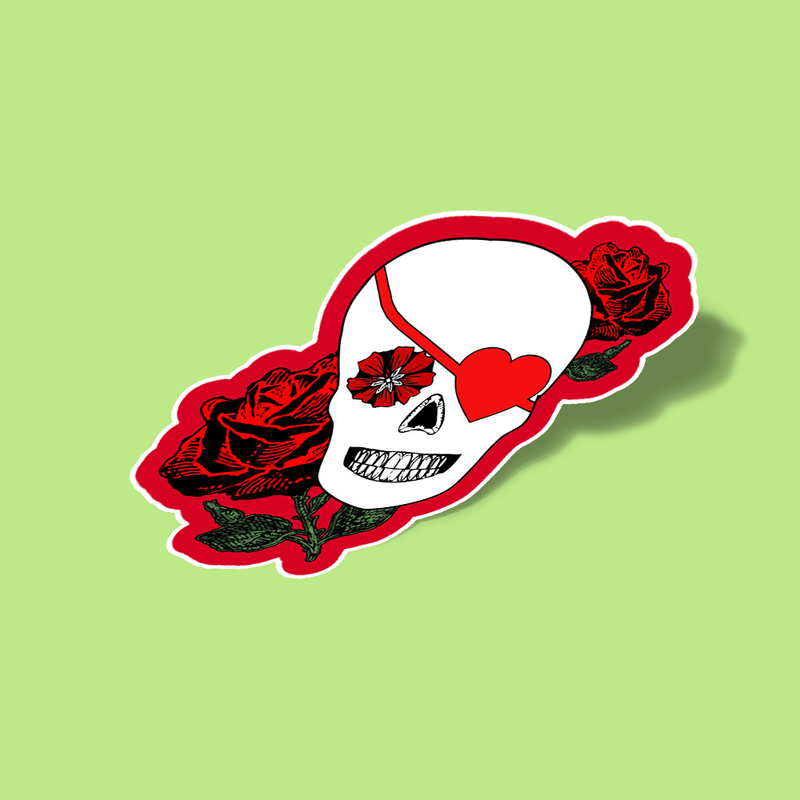 استیکر Valentine Skull with Roses