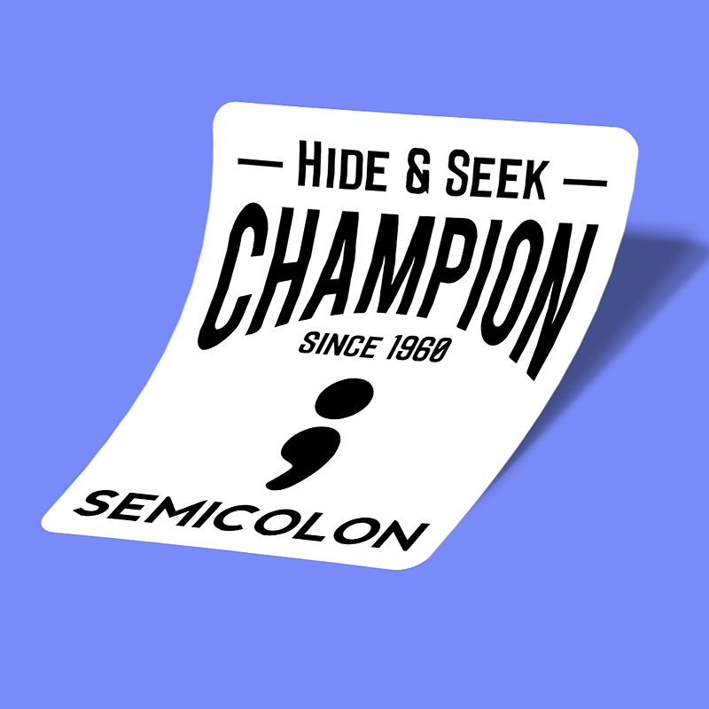 semi colon hide and seek champion