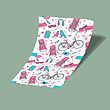 کارت استیکر Pink and blue