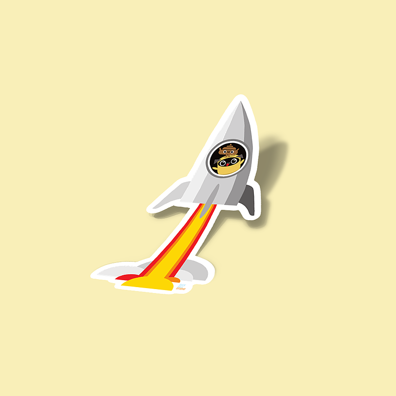 استیکر Pug & Poo Blast Off