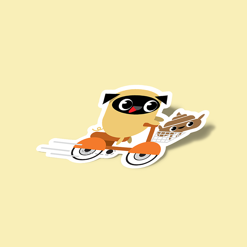 استیکر Pug & Poo Scootin'