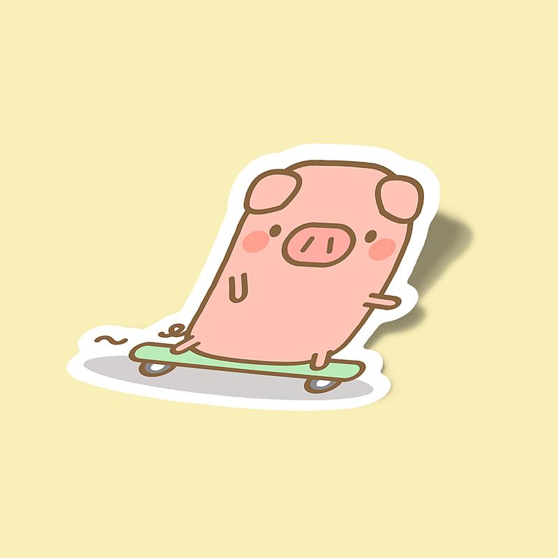 استیکر Skateboard Piggy