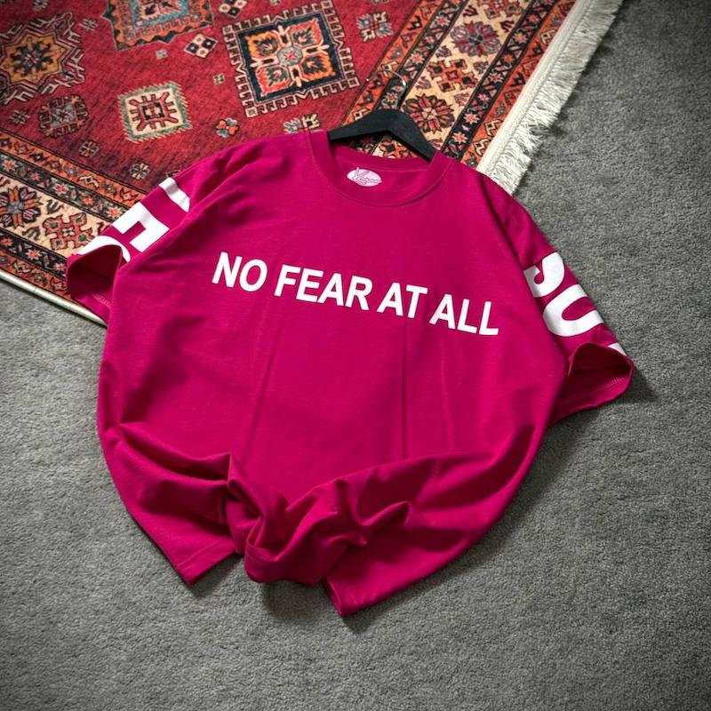 تیشرت1 NO FEAR AT ALL صورتی