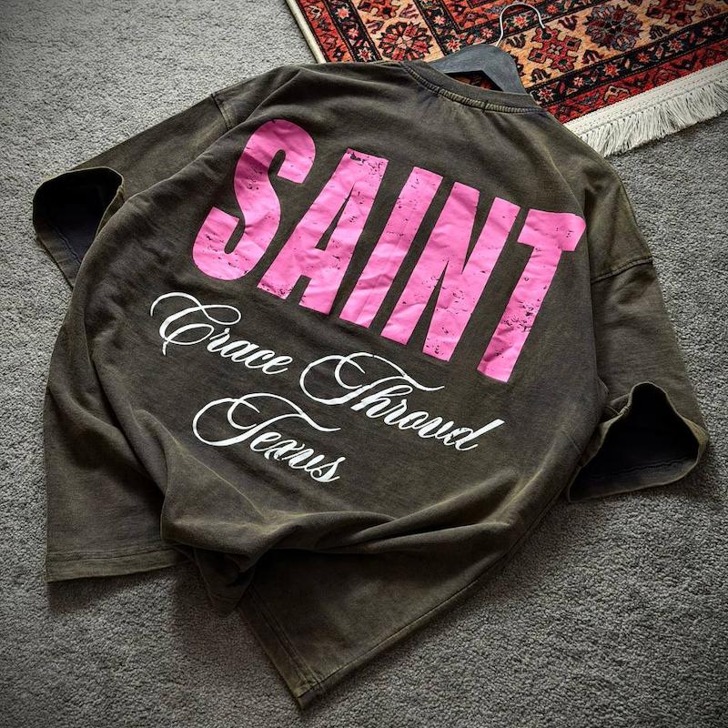 تیشرت SAINT جدید سبز زیتونی