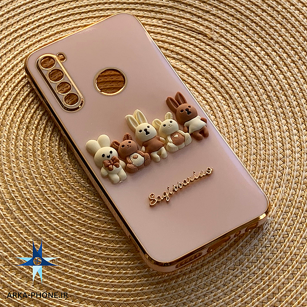 قاب گوشی Redmi Note 8 شیائومی طرح ژله ای مای کیس خانواده خرگوشی گلد لاین دور طلایی محافظ لنز دار فانتزی کالباسی