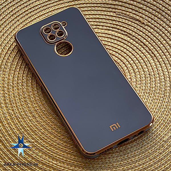 قاب گوشی Redmi Note 9 شیائومی طرح ژله ای مای کیس گلد لاین دور طلایی محافظ لنز دار آبی تیره