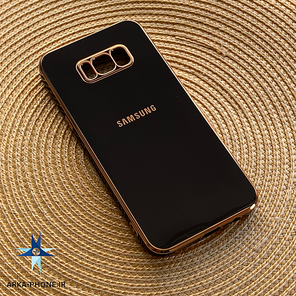 قاب گوشی Galaxy S8 Plus سامسونگ طرح ژله ای مای کیس گلد لاین دور طلایی محافظ لنز دار مشکی