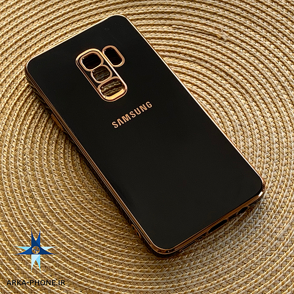 قاب گوشی Galaxy S9 Plus سامسونگ طرح ژله ای مای کیس گلد لاین دور طلایی محافظ لنز دار مشکی
