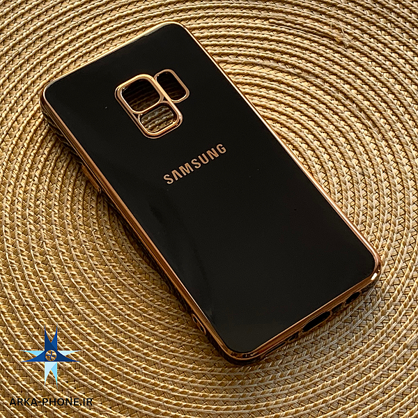 قاب گوشی Galaxy S9 سامسونگ طرح ژله ای مای کیس گلد لاین دور طلایی محافظ لنز دار مشکی