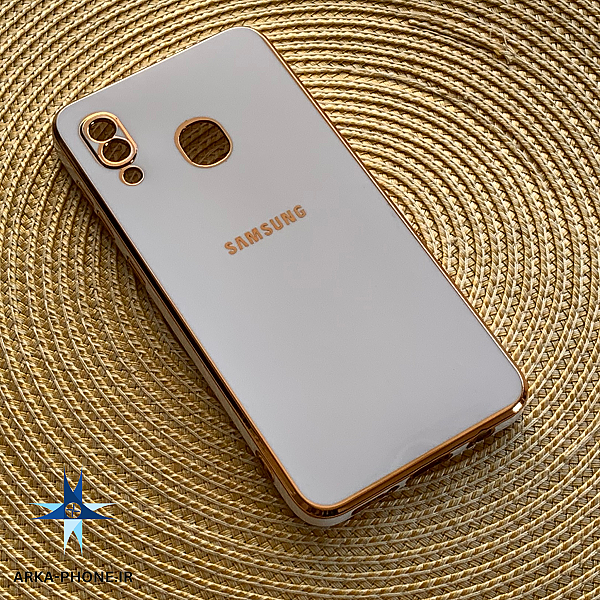 قاب گوشی Galaxy A20 - Galaxy A30 - M10S سامسونگ طرح ژله ای مای کیس گلد لاین دور طلایی محافظ لنز دار سفید