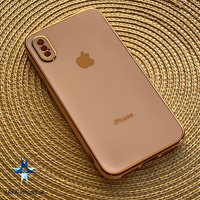 قاب گوشی iPhone X - iPhone XS آیفون طرح ژله ای مای کیس گلد لاین دور طلایی محافظ لنز دار کالباسی