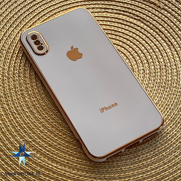 قاب گوشی iPhone X - iPhone XS آیفون طرح ژله ای مای کیس گلد لاین دور طلایی محافظ لنز دار سفید