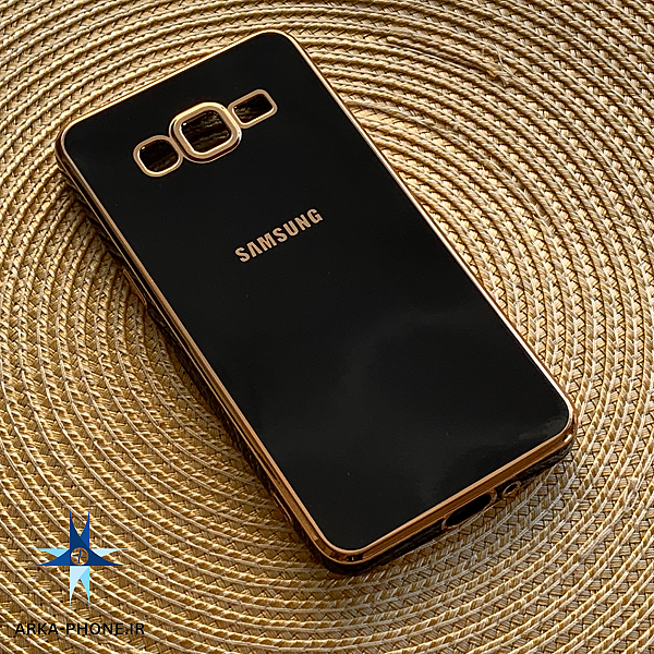 قاب گوشی Galaxy J530 سامسونگ طرح ژله ای مای کیس گلد لاین دور طلایی محافظ لنز دار مشکی