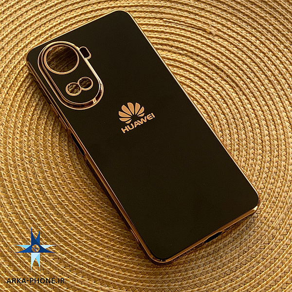 قاب گوشی Huawei Nova 10SE هوآوی طرح ژله ای مای کیس گلد لاین دور طلایی محافظ لنز دار مشکی