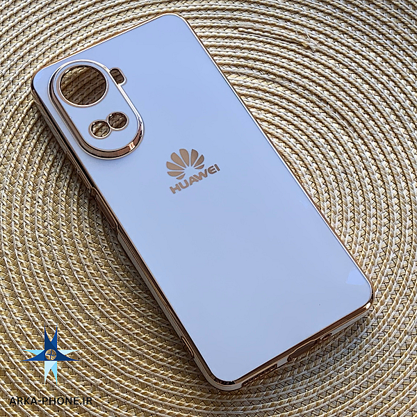 قاب گوشی Huawei Nova 10SE هوآوی طرح ژله ای مای کیس گلد لاین دور طلایی محافظ لنز دار سفید