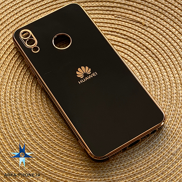 قاب گوشی Huawei Y9 2019 هوآوی طرح ژله ای مای کیس گلد لاین دور طلایی محافظ لنز دار مشکی