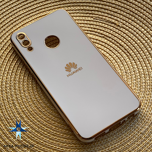 قاب گوشی Huawei Y9 2019 هوآوی طرح ژله ای مای کیس گلد لاین دور طلایی محافظ لنز دار سفید