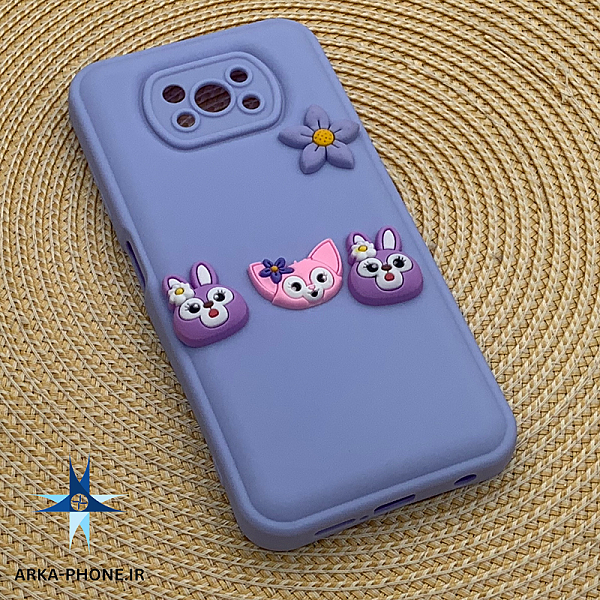 قاب گوشی POCO X3 - X3 PRO - X3 NFC شیائومی سیلیکونی عروسکی محافظ لنز دار فانتزی رنگ صورتی یاسی