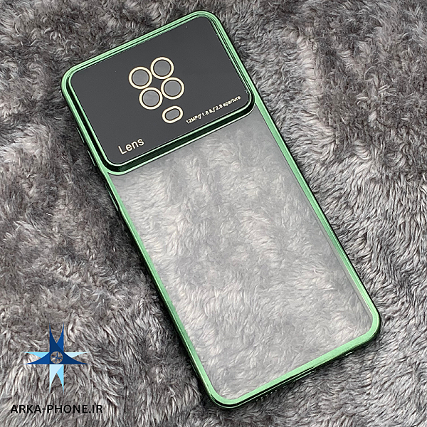 قاب گوشی Redmi Note 9S - Redmi Note 9 Pro شیائومی Camera Lens شفاف محافظ لنز دار دور سبز