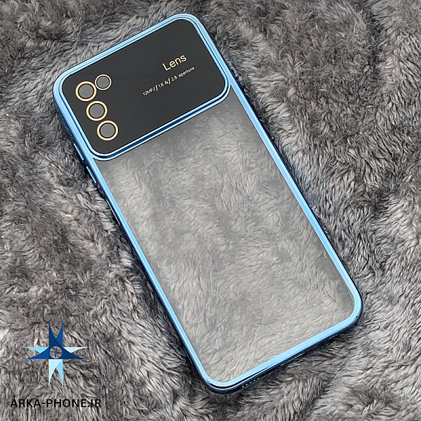 قاب گوشی Galaxy A02S - Galaxy A03S سامسونگ Camera Lens شفاف محافظ لنز دار دور آبی کم رنگ