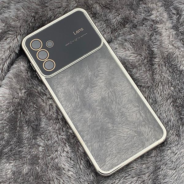 قاب گوشی Galaxy A14 سامسونگ Camera Lens شفاف محافظ لنز دار دور سفید استخونی