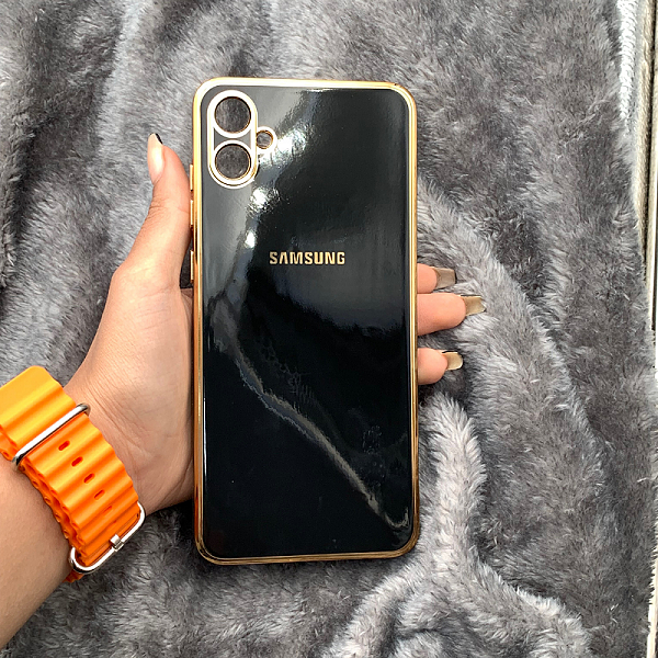 قاب گوشی Galaxy A05 سامسونگ طرح ژله ای مای کیس گلد لاین دور طلایی محافظ لنز دار مشکی کد 1A12230000