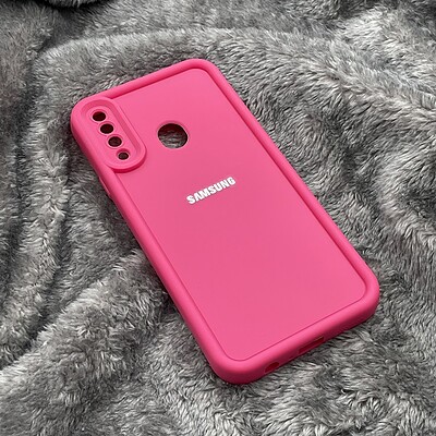 قاب گوشی Galaxy A20S سامسونگ طرح سیلیکونی Solid محافظ لنزدار سرخابی کد 94